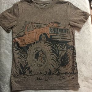 Boys Cat & Jack Brown Monster Truck Shirt Sz 8/10